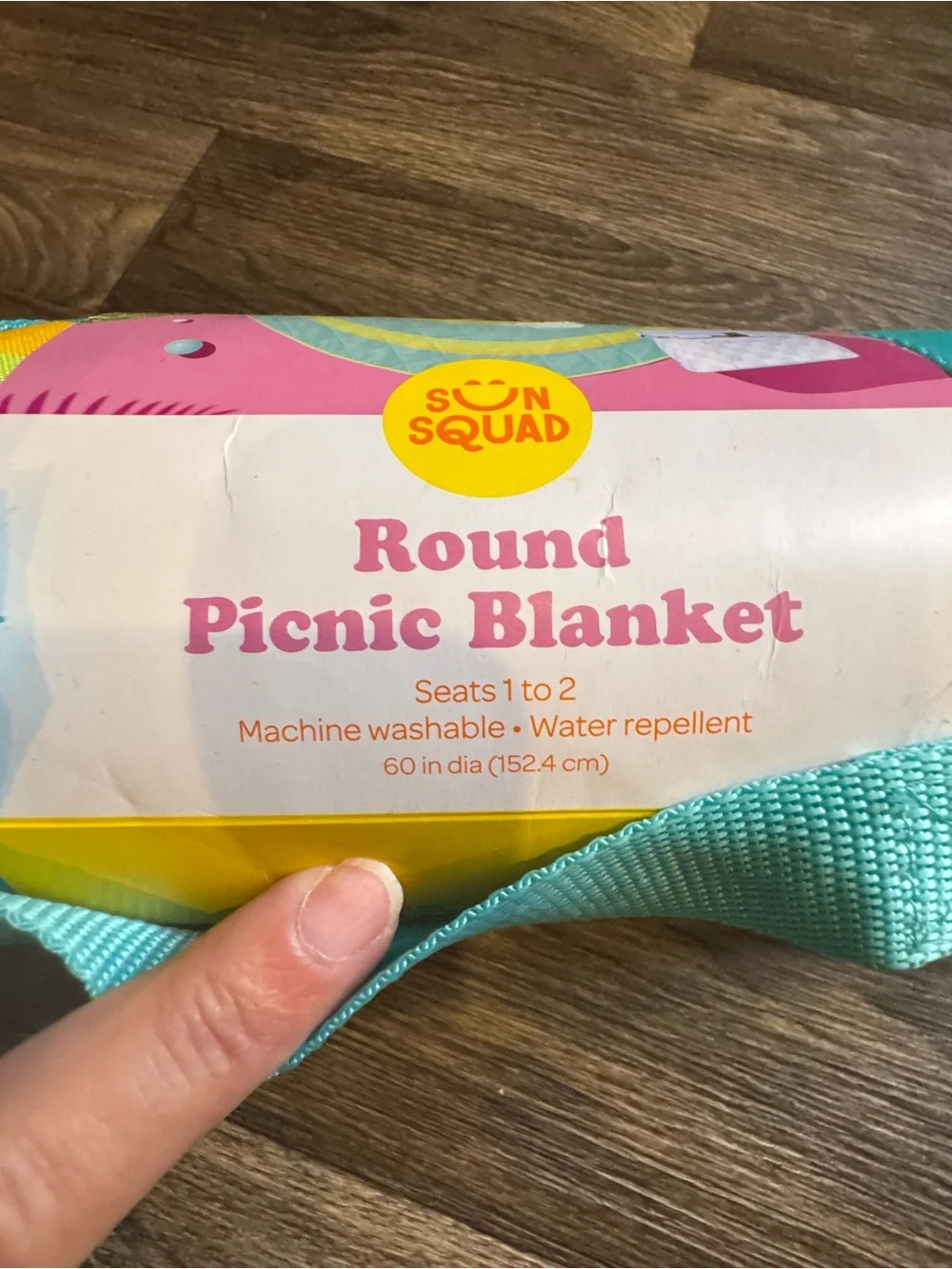 Sun Squad Round Picnic Blanket- Aqua & Yellow